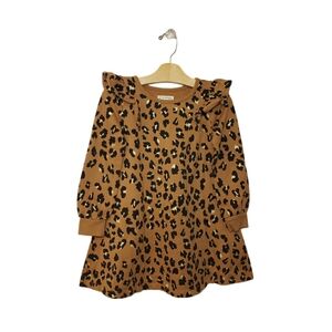 Tucker and Tate Size 5 Girls Leopard Print Ruffle Sweatshirt Dress